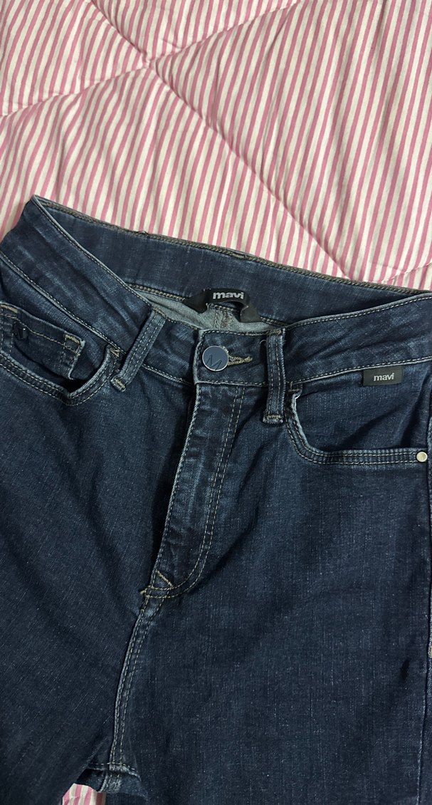 Lacivert Kadın Dar Kesim Midi Boy Kot Pantolon - Görsel 4