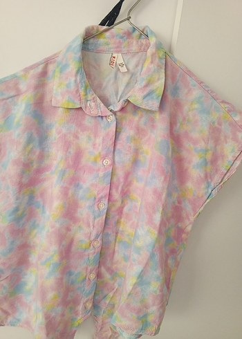 Düğmeli Pastel Renkli Tie-Dye çocuk Gömlek