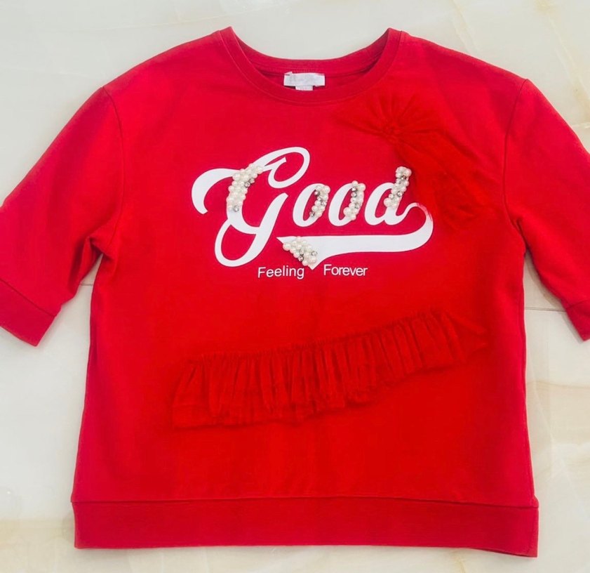 Panço Kırmızı Taş,Tül Sweatshirt - Görsel 3