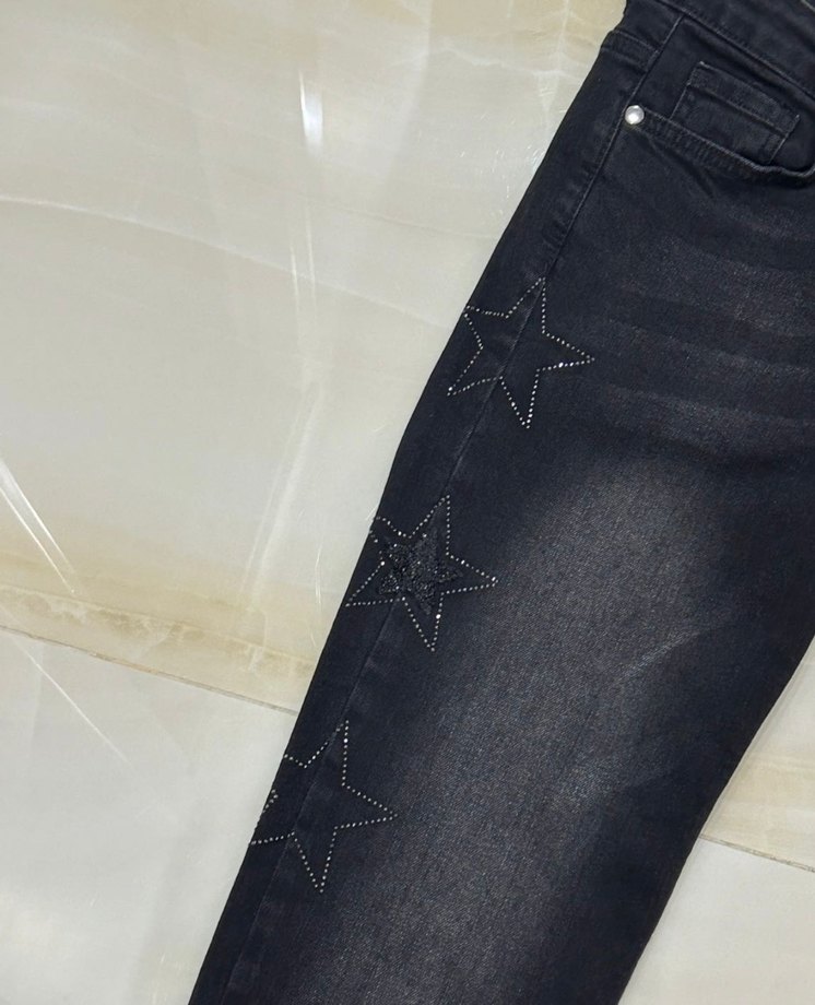 Panço Yıldız Taşlı Siyah Jean Pantolon - Görsel 4