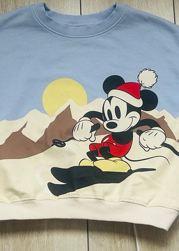H&M Micky Mouse Mavi Sweatshirt - Görsel 3