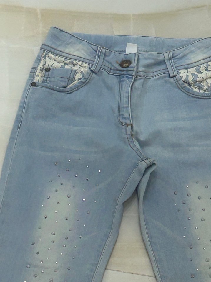 Panço Buz Mavisi Metal Payetli Kot Pantolon - Görsel 3