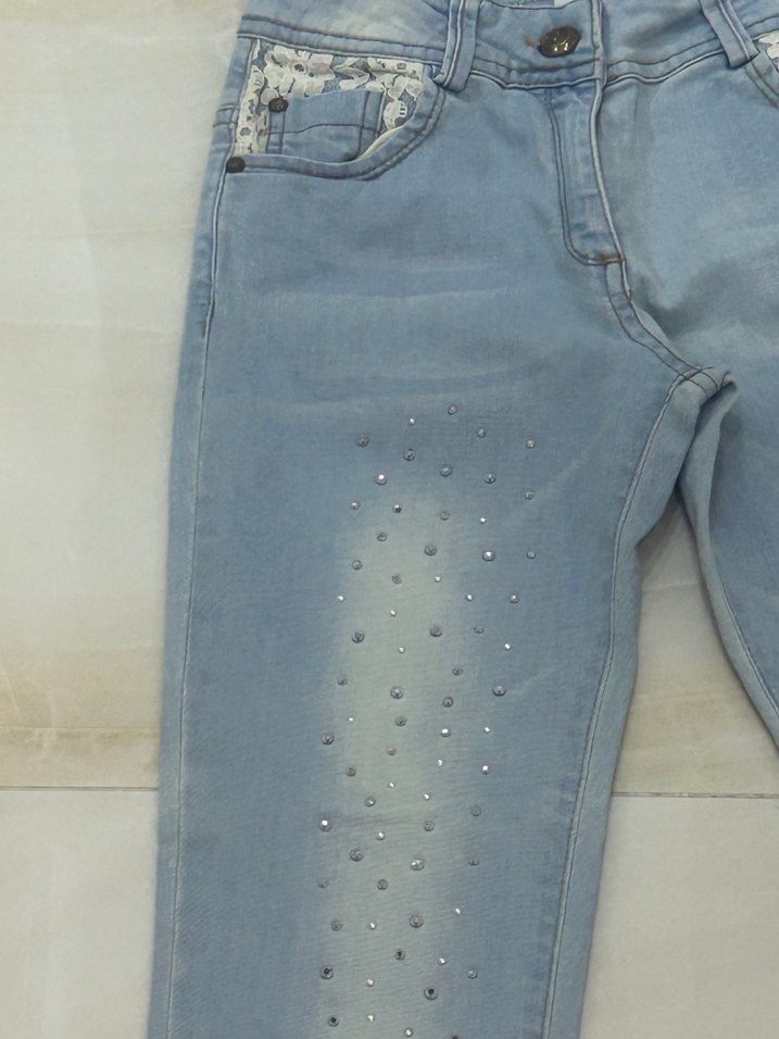 Panço Buz Mavisi Metal Payetli Kot Pantolon - Görsel 4