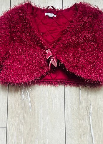 Panço Tüylü Bordo Bolera - Görsel 2