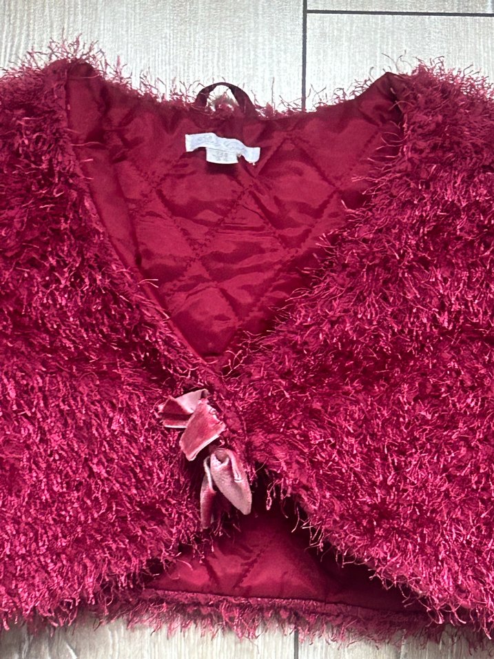 Panço Tüylü Bordo Bolera - Görsel 4