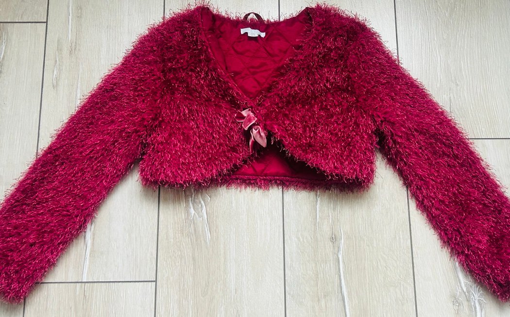 Panço Tüylü Bordo Bolera - Görsel 2