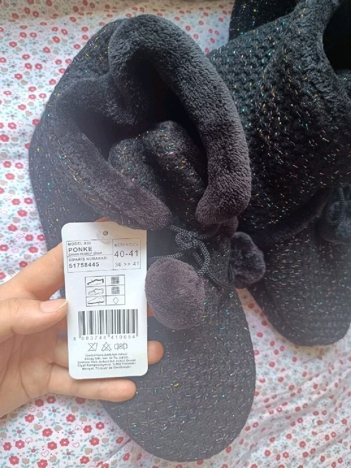 Chirpy Siyah Örgü Panduf - Görsel 3