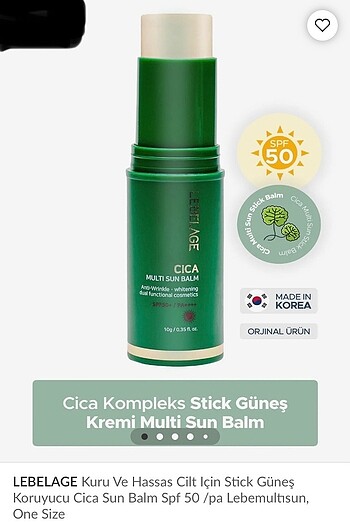 Lebelage cica kompleks içerikli stick güneş kremi.