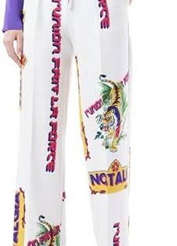 Twist Beyaz dijital baskı pantolon