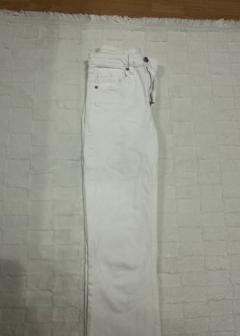 xs Beden Beyaz Midi Boy Regular Fit Kadın Kot Pantolon zara