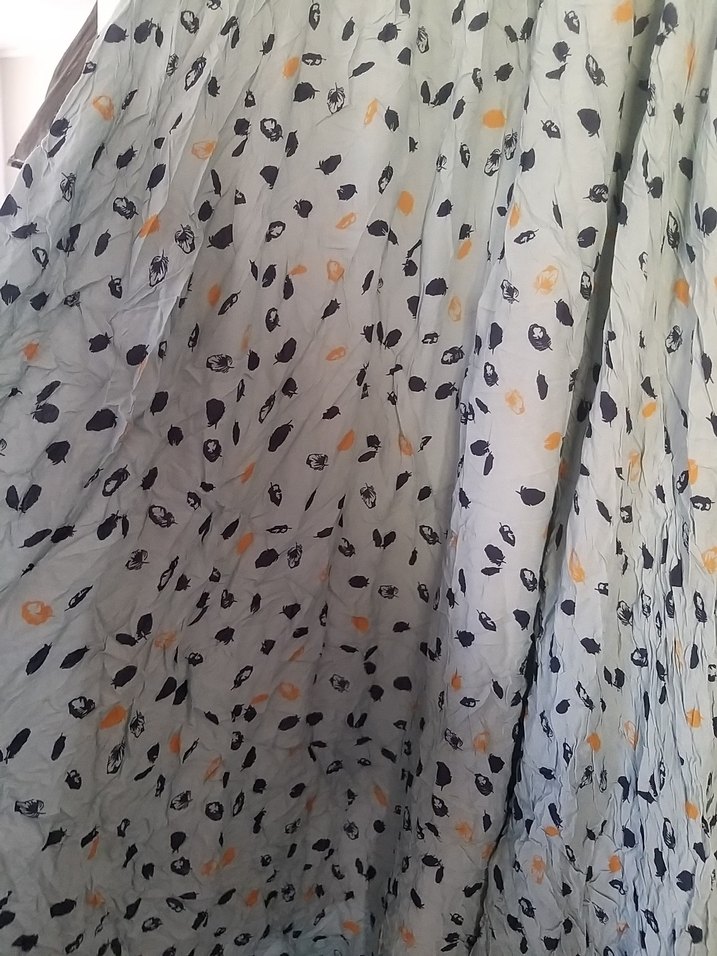 Düğmeli, Uzun Kollu, Bohem Desenli Keten Elbise - Görsel 4