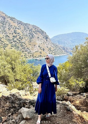 Kadın Mavi Uzun Denim Elbise zeyyen markasına ait - Görsel 2