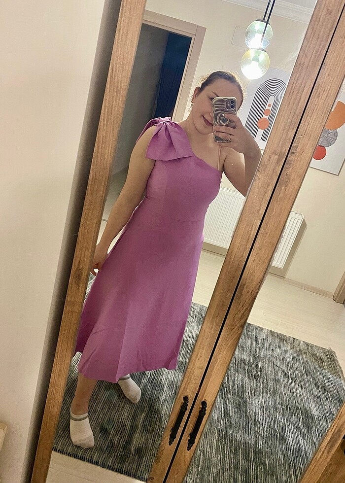 Pembe-Mor elbise - Görsel 2