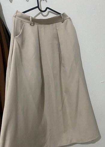 Uzun Koyu Bej Kadın Klasik Ceket - Görsel 5