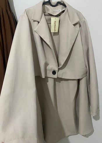 Uzun Koyu Bej Kadın Klasik Ceket - Görsel 3