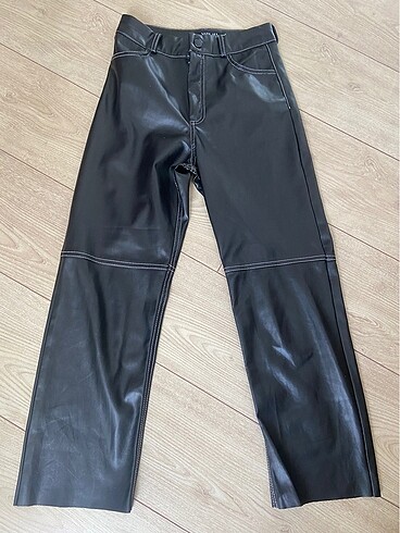 xs Beden siyah Renk Vatkalı Deri pantalon