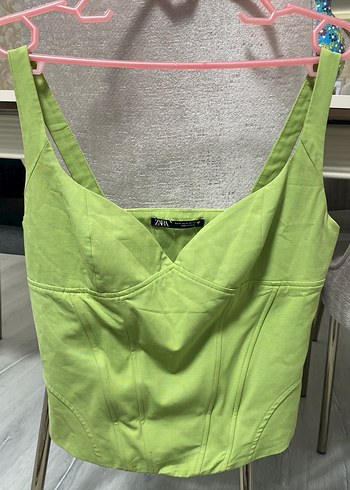 ZARA Yeşil Parlak Kadın Bustiyer - Görsel 8