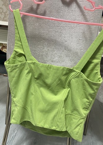 ZARA Yeşil Parlak Kadın Bustiyer - Görsel 9