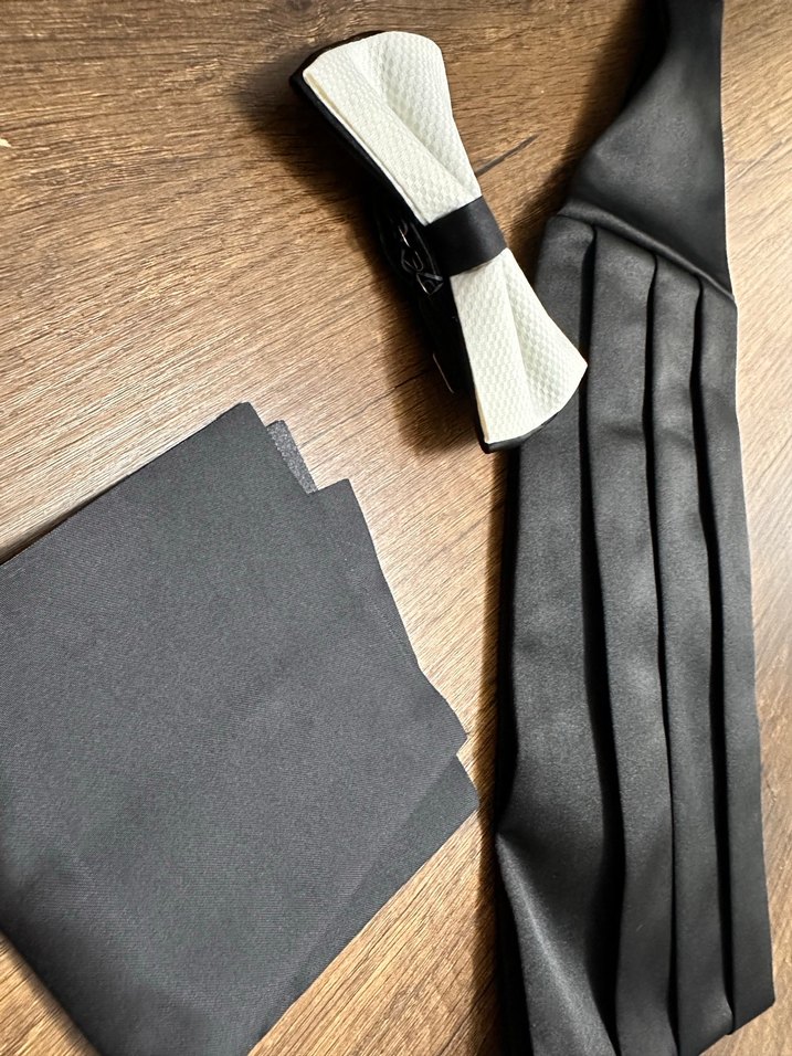 Düz Siyah Klasik Erkek Papyon set - Görsel 2