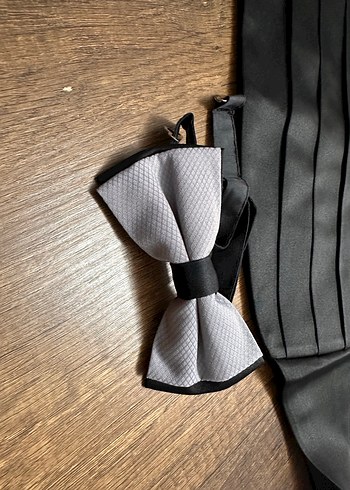 Gri Klasik Erkek Papyon ve Kuşak - Görsel 2