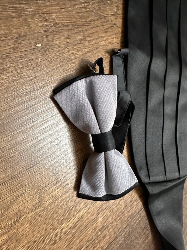 Gri Klasik Erkek Papyon ve Kuşak - Görsel 2