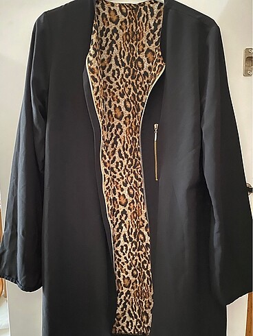 Leopar-siyah ceket
