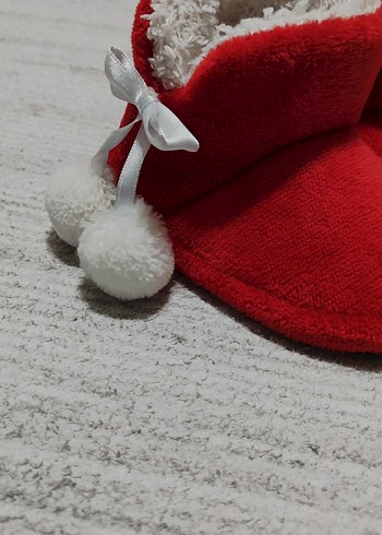 Kız Çocuk Kırmızı Kürklü Sıcak Ev Terliği - Görsel 2