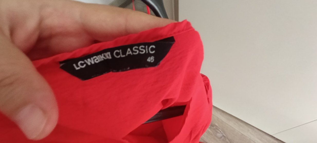 Kırmızı V Yaka Uzun Keten Elbise sıfır ürün - Görsel 3