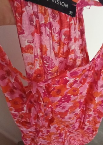 Pembe Renkli Bohem Uzun Fırfırlı Etek - Görsel 3