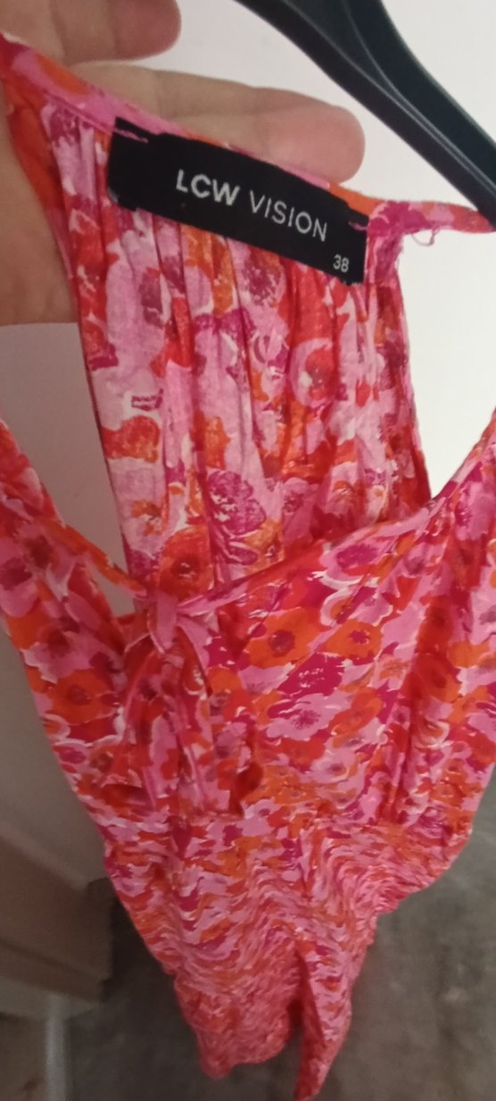 Pembe Renkli Bohem Uzun Fırfırlı Etek - Görsel 3