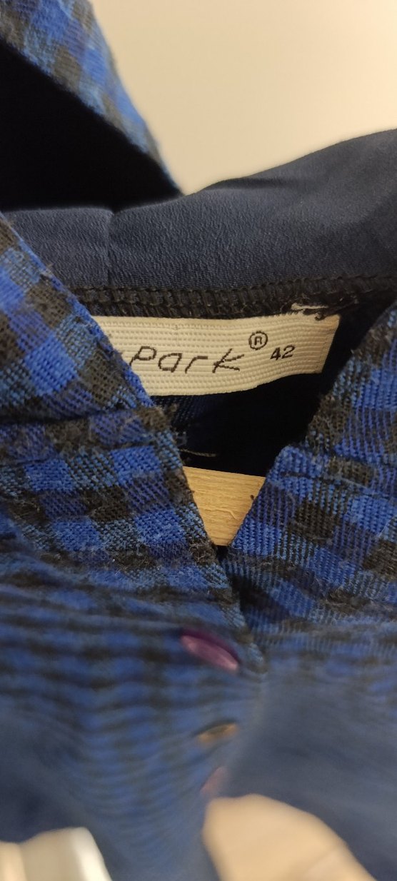 Mavi Ekose Uzun Kollu Keten Gömlek - Görsel 3