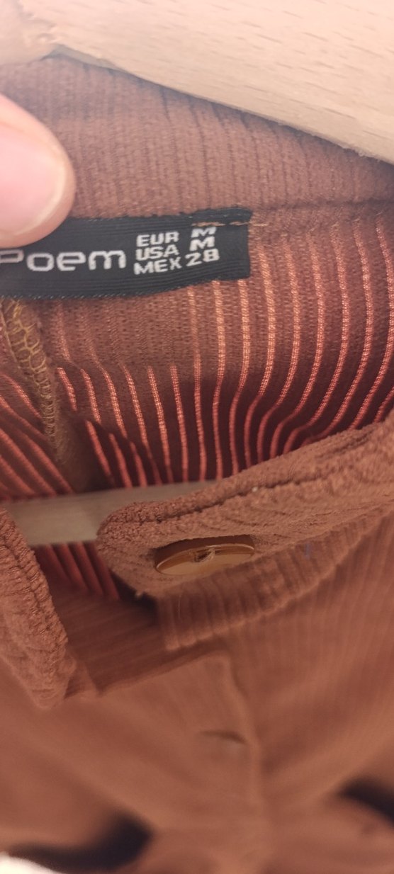 Uzun Kahverengi Düğmeli Hamile Keten Ceket - Görsel 4