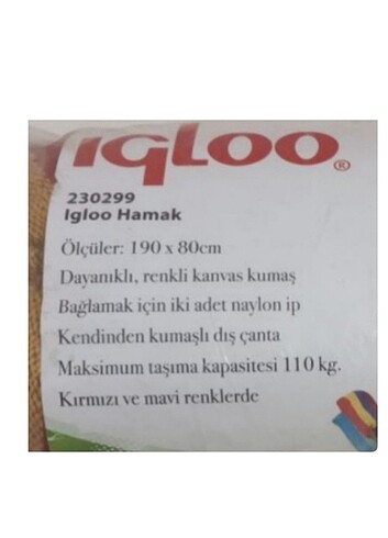  Beden İgloo Hamak 