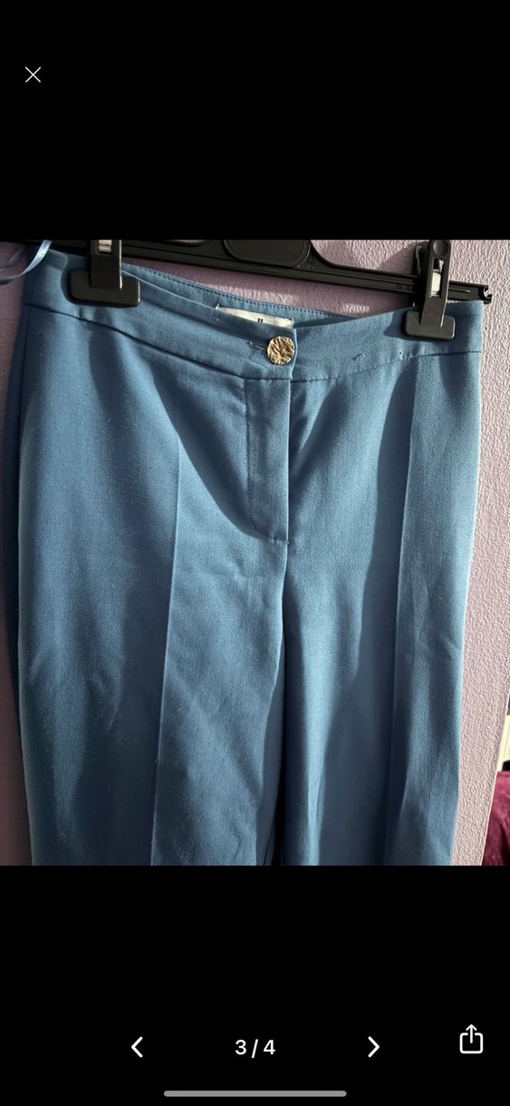 Mavi Düğmeli Kadın Kumaş Pantolon - Görsel 3