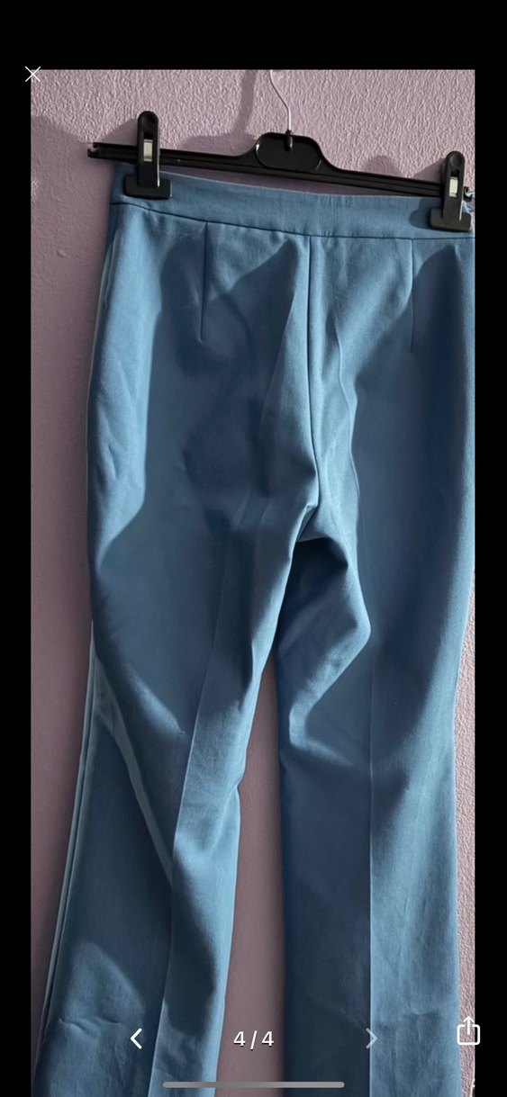 Mavi Düğmeli Kadın Kumaş Pantolon - Görsel 4