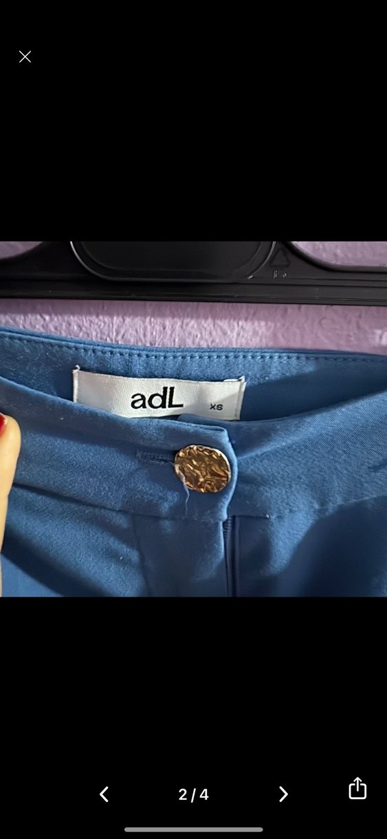 Mavi Düğmeli Kadın Kumaş Pantolon - Görsel 2