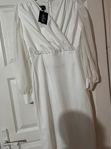 Midi boy beyaz elbise