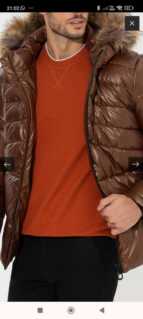 Kahverengi Kürklü Erkek Mont - Görsel 3