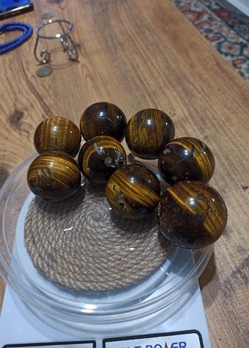 KAPLAN GÖZÜ DOĞAL TAŞ KÜRE 8 adet - Görsel 3