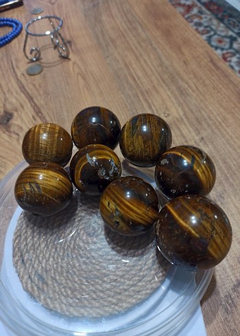 KAPLAN GÖZÜ DOĞAL TAŞ KÜRE 8 adet - Görsel 2