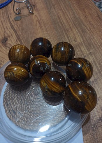 KAPLAN GÖZÜ DOĞAL TAŞ KÜRE 8 adet - Görsel 4