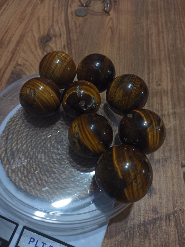 KAPLAN GÖZÜ DOĞAL TAŞ KÜRE 8 adet - Görsel 5