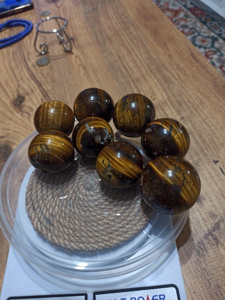 KAPLAN GÖZÜ DOĞAL TAŞ KÜRE 8 adet - Görsel 3