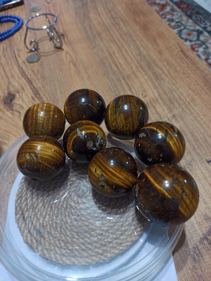 KAPLAN GÖZÜ DOĞAL TAŞ KÜRE 8 adet - Görsel 2