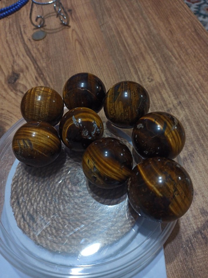 KAPLAN GÖZÜ DOĞAL TAŞ KÜRE 8 adet - Görsel 4