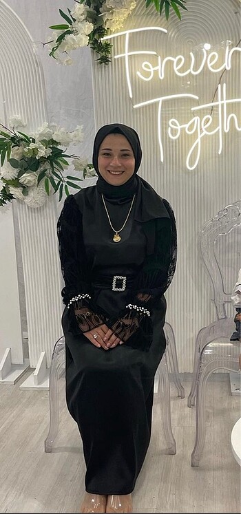 TAŞ KEMERLİ SATEN İNCİLİ ABİYE
