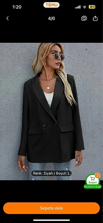 xl Beden siyah Renk OVERSİZE BLAZER CEKET