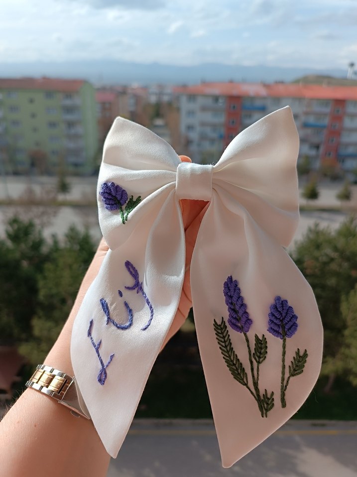 lavanta işlemeli fiyonk toka - Görsel 2