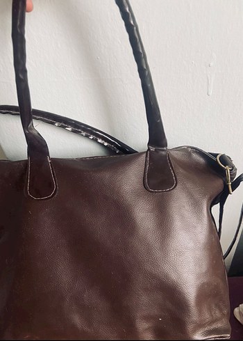 Kahverengi Deri Kadın Çanta mango - Görsel 3