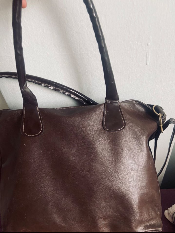 Kahverengi Deri Kadın Çanta mango - Görsel 3